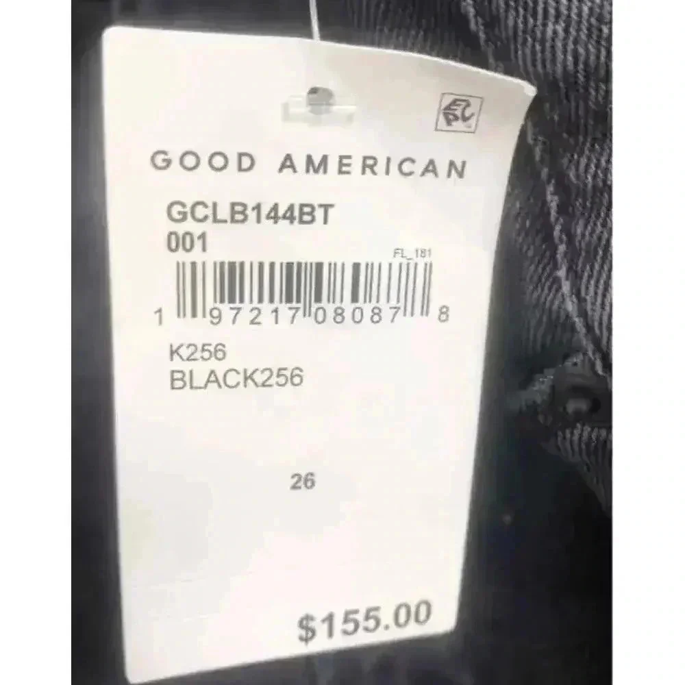 Good American Women's Black Skinny Jeans 26 Mid Rise Dark Wash Slim Fit NWT‎